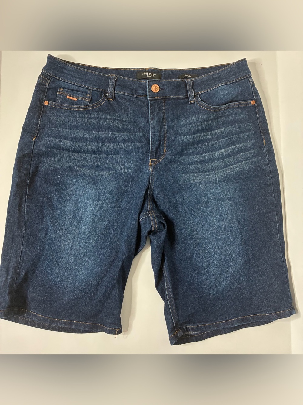 Nine West Indigo Stretch Denim Bermuda Shorts